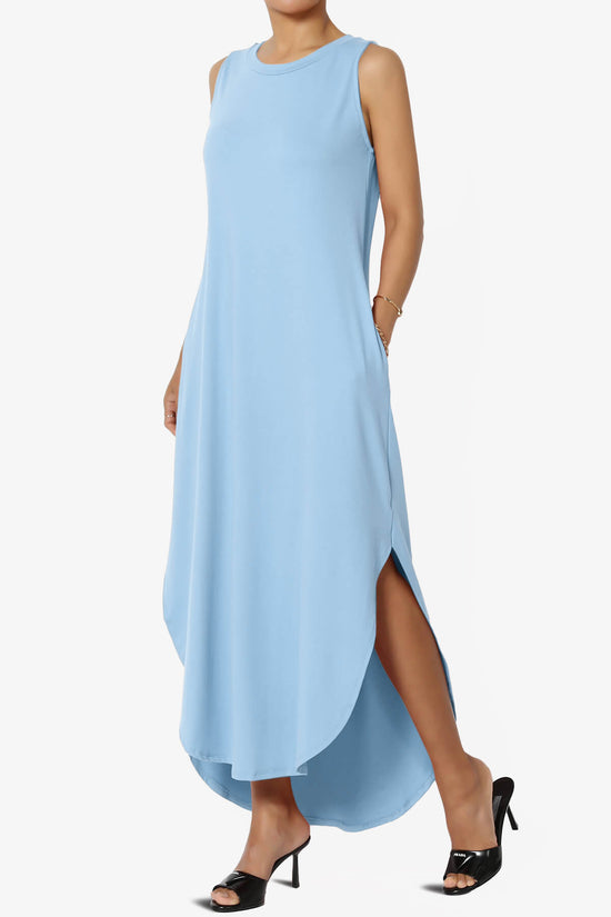 Load image into Gallery viewer, Rozlyn Sleeveless Slit Maxi Dress LIGHT BLUE_3
