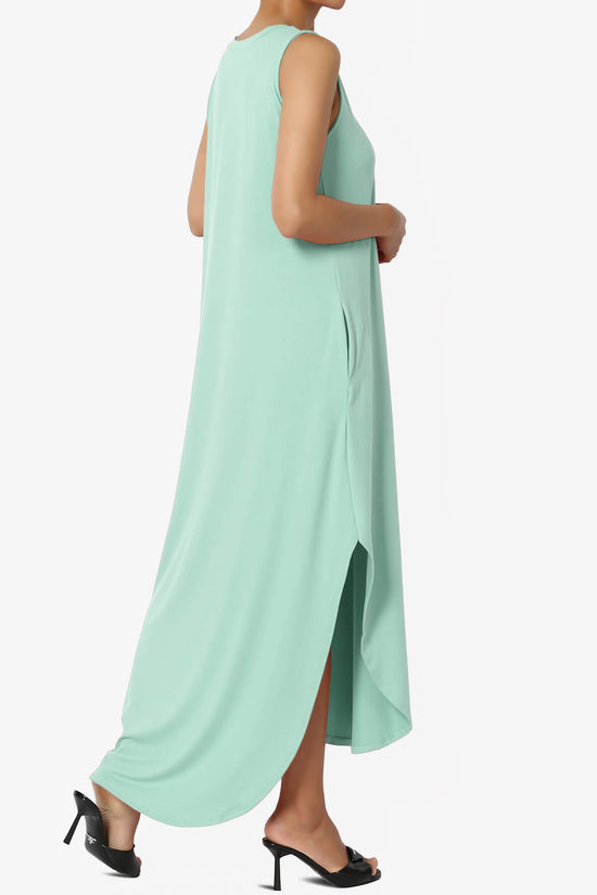 Load image into Gallery viewer, Rozlyn Sleeveless Slit Maxi Dress LIGHT GREEN_4
