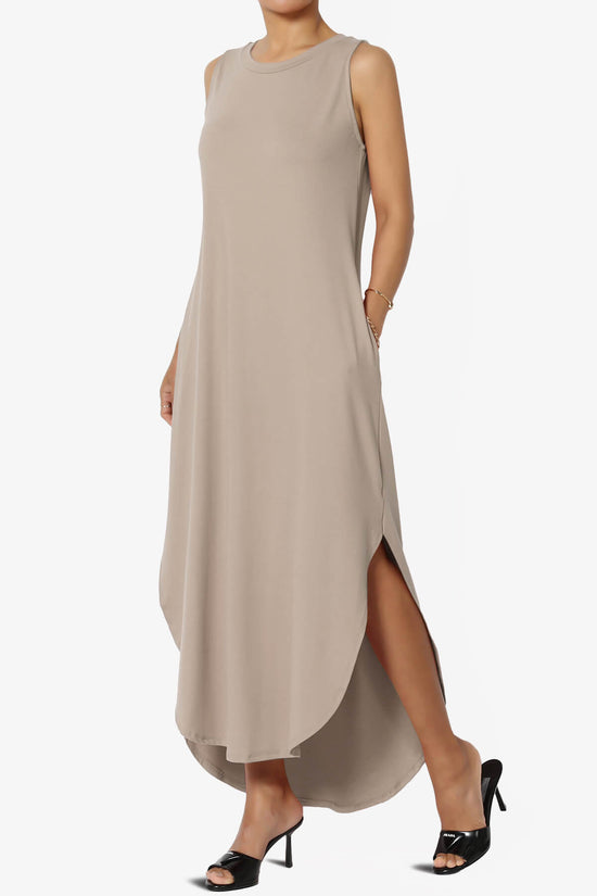 Rozlyn Sleeveless Slit Maxi Dress LIGHT MOCHA_3