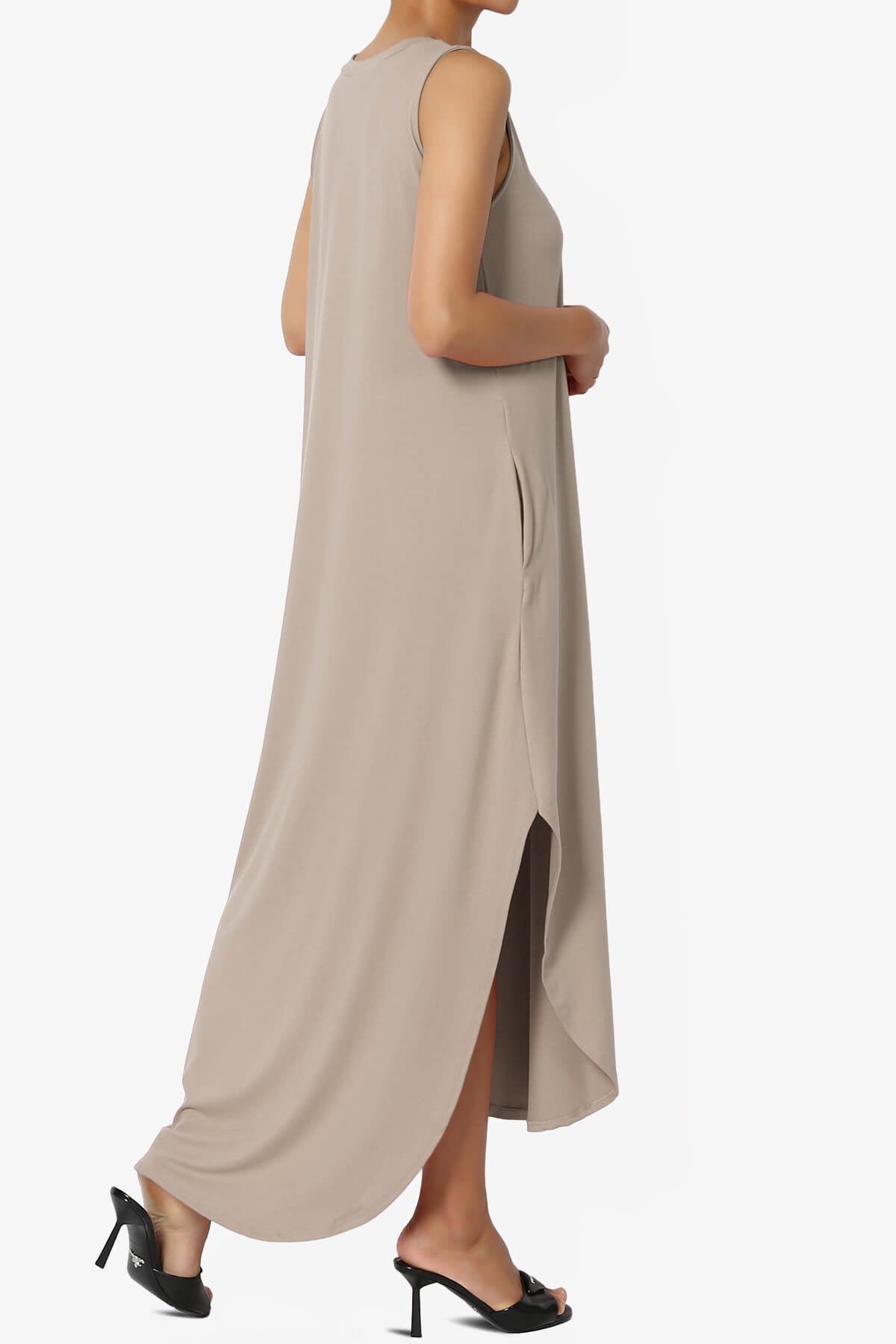 Rozlyn Sleeveless Slit Maxi Dress LIGHT MOCHA_4