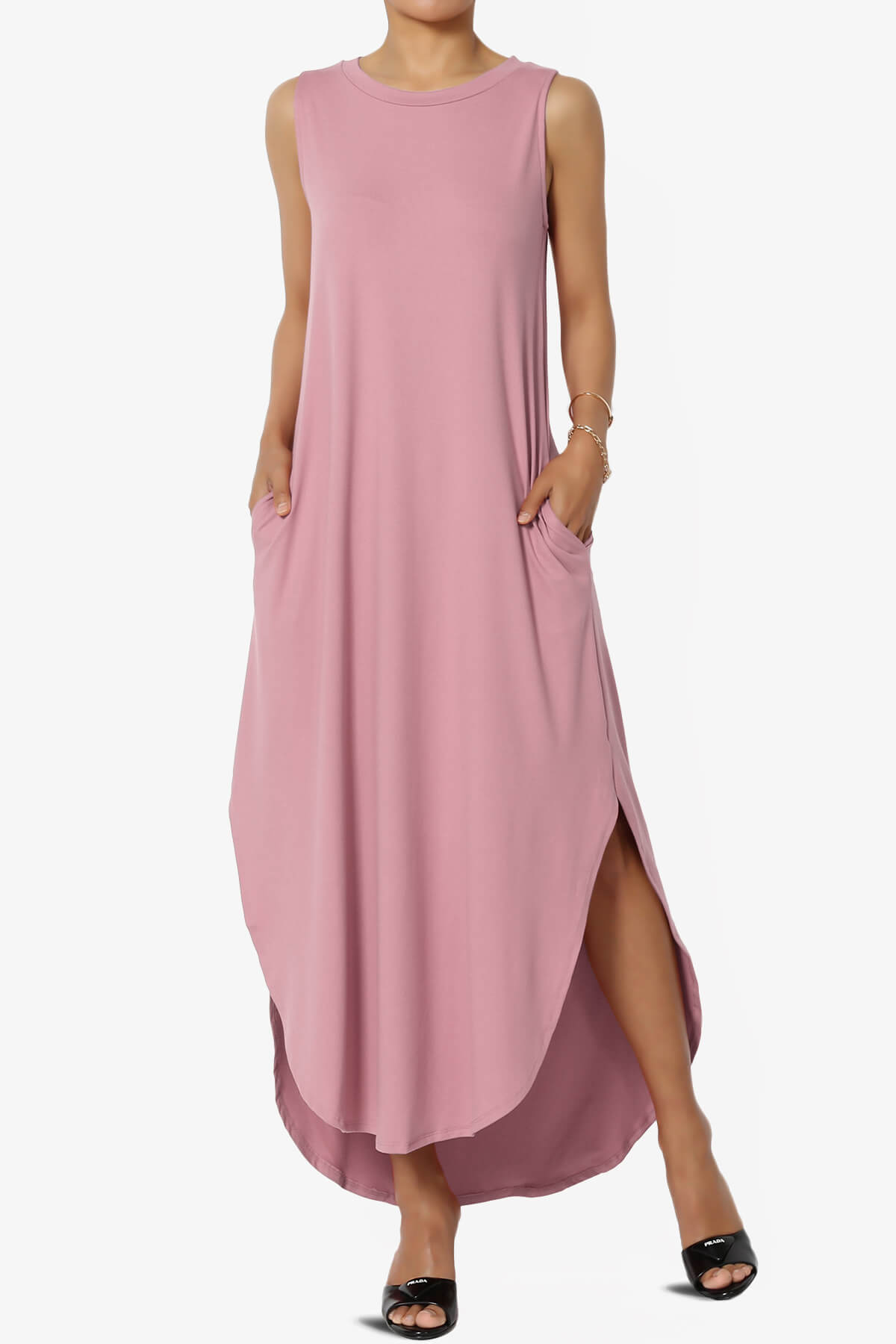 Load image into Gallery viewer, Rozlyn Sleeveless Slit Maxi Dress LIGHT ROSE_1
