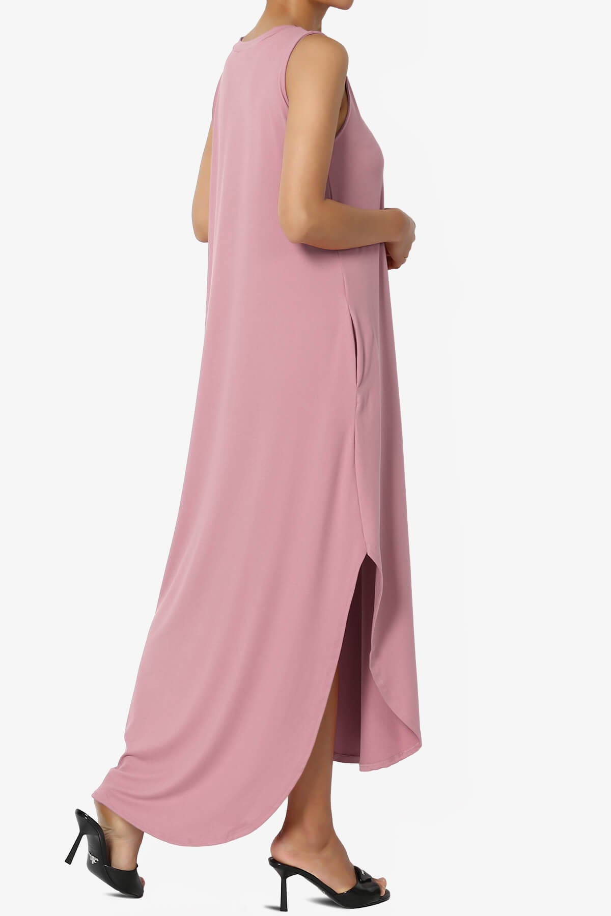 Load image into Gallery viewer, Rozlyn Sleeveless Slit Maxi Dress LIGHT ROSE_4
