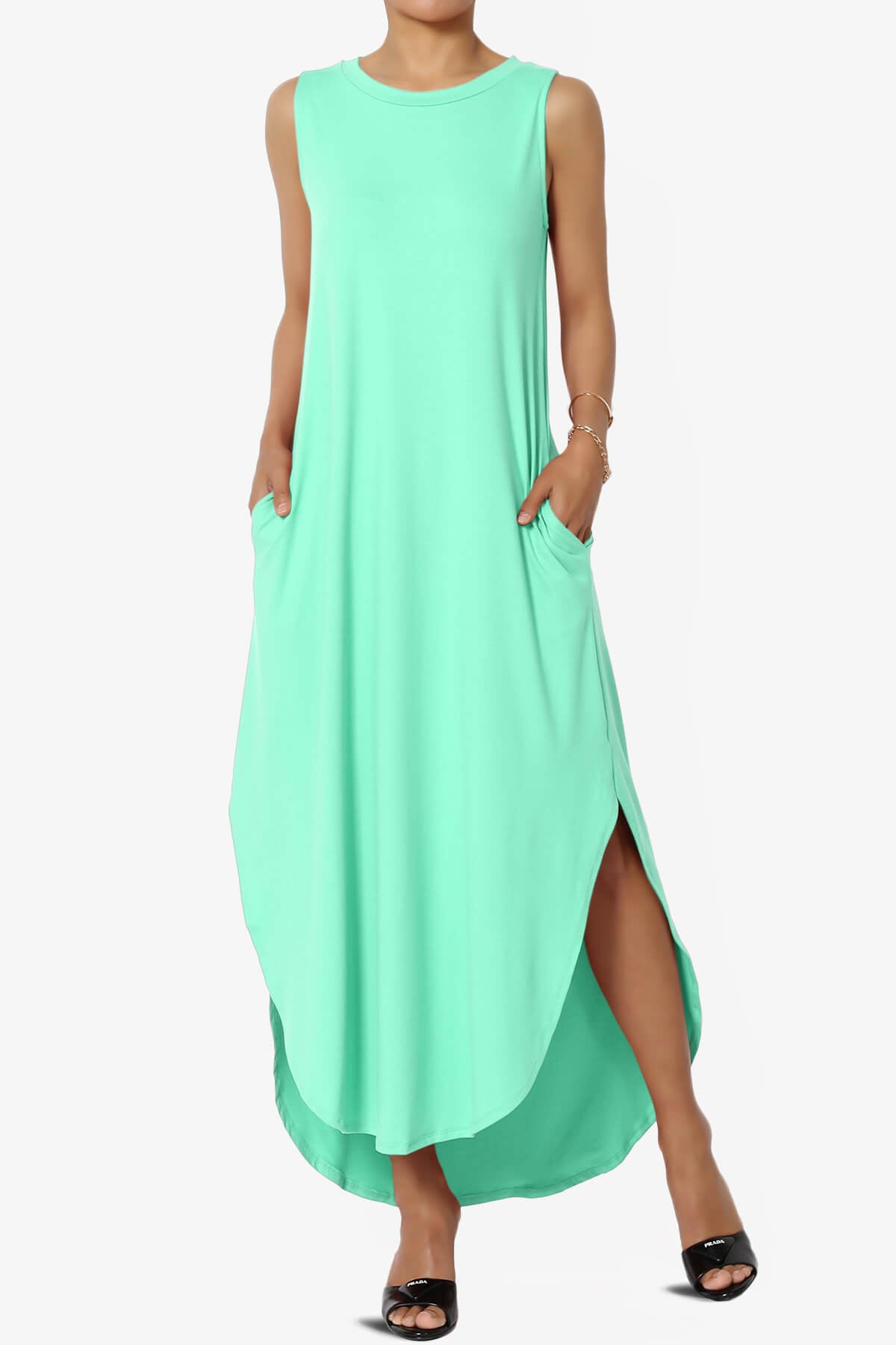 Load image into Gallery viewer, Rozlyn Sleeveless Slit Maxi Dress MINT_1
