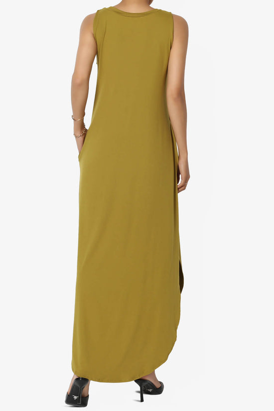 Rozlyn Sleeveless Slit Maxi Dress OLIVE MUSTARD_2