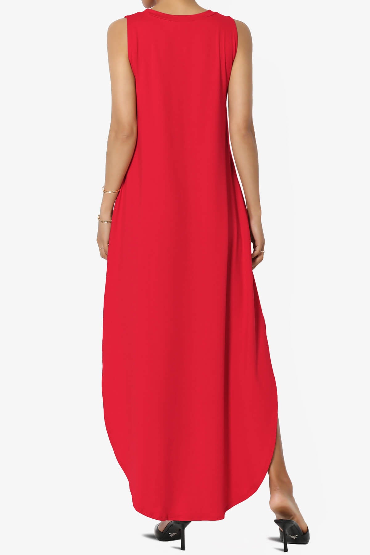 Rozlyn Sleeveless Slit Maxi Dress RED_2