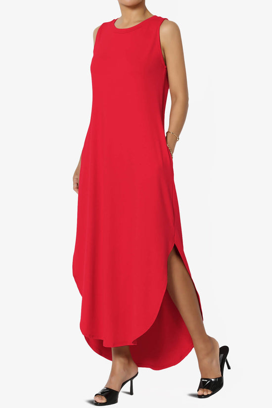 Load image into Gallery viewer, Rozlyn Sleeveless Slit Maxi Dress RED_3
