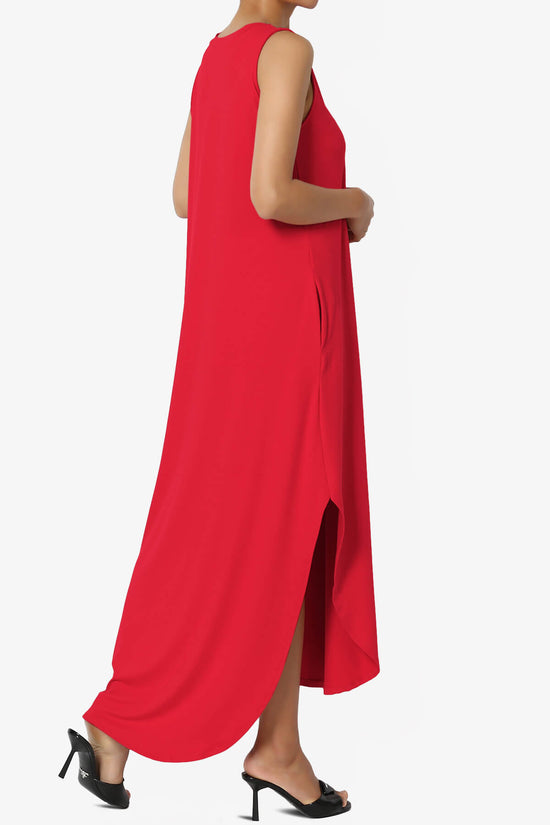 Rozlyn Sleeveless Slit Maxi Dress RED_4