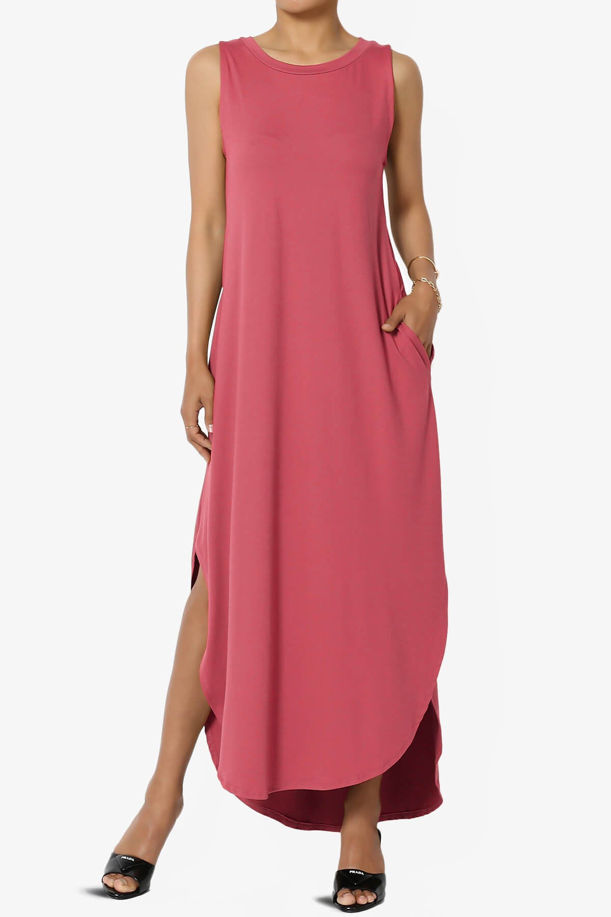 Rozlyn Sleeveless Slit Maxi Dress ROSE_1