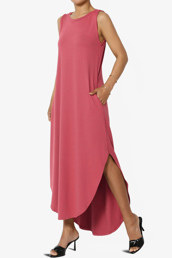 Rozlyn Sleeveless Slit Maxi Dress ROSE_3