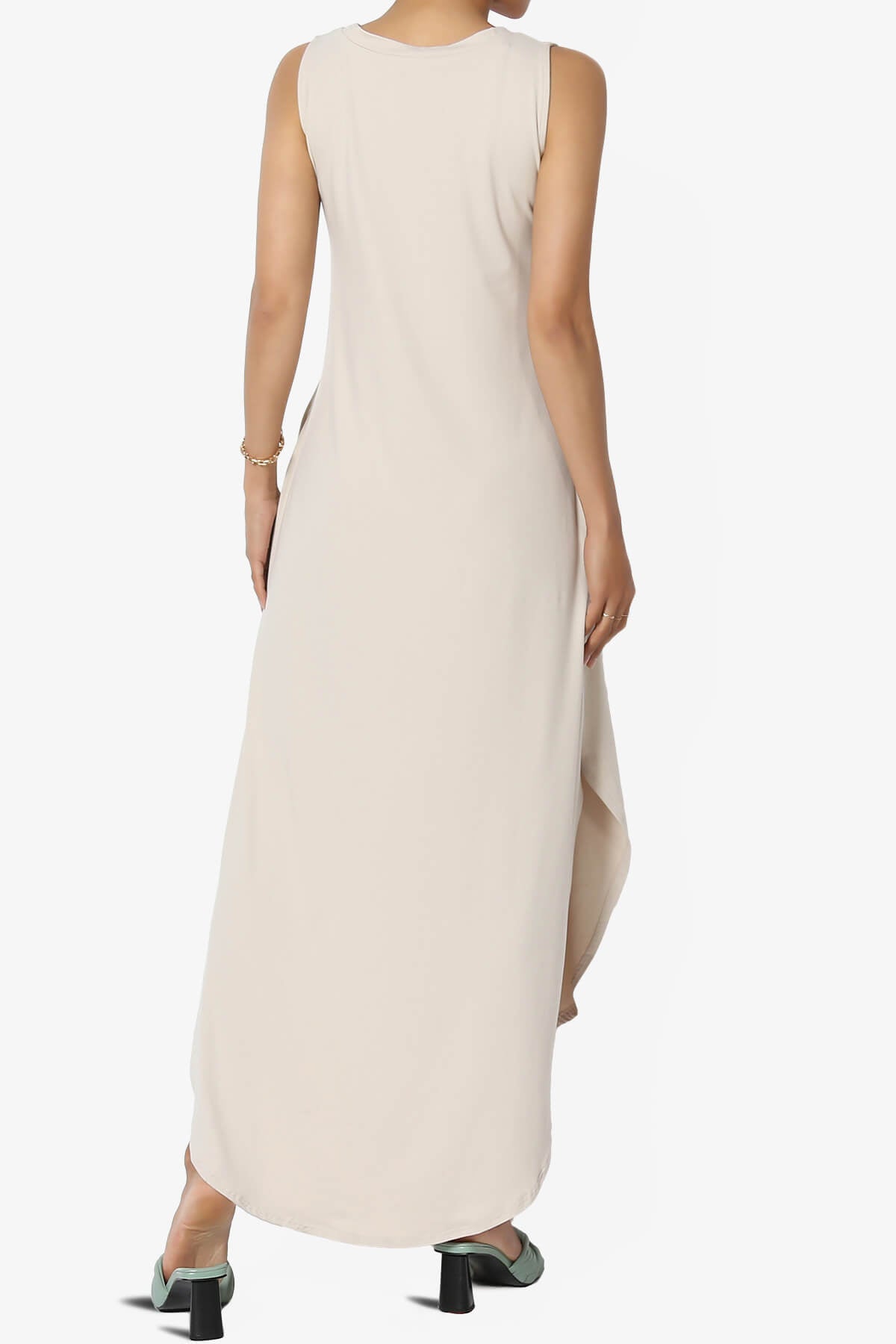 Rozlyn Sleeveless Slit Maxi Dress SAND BEIGE_2