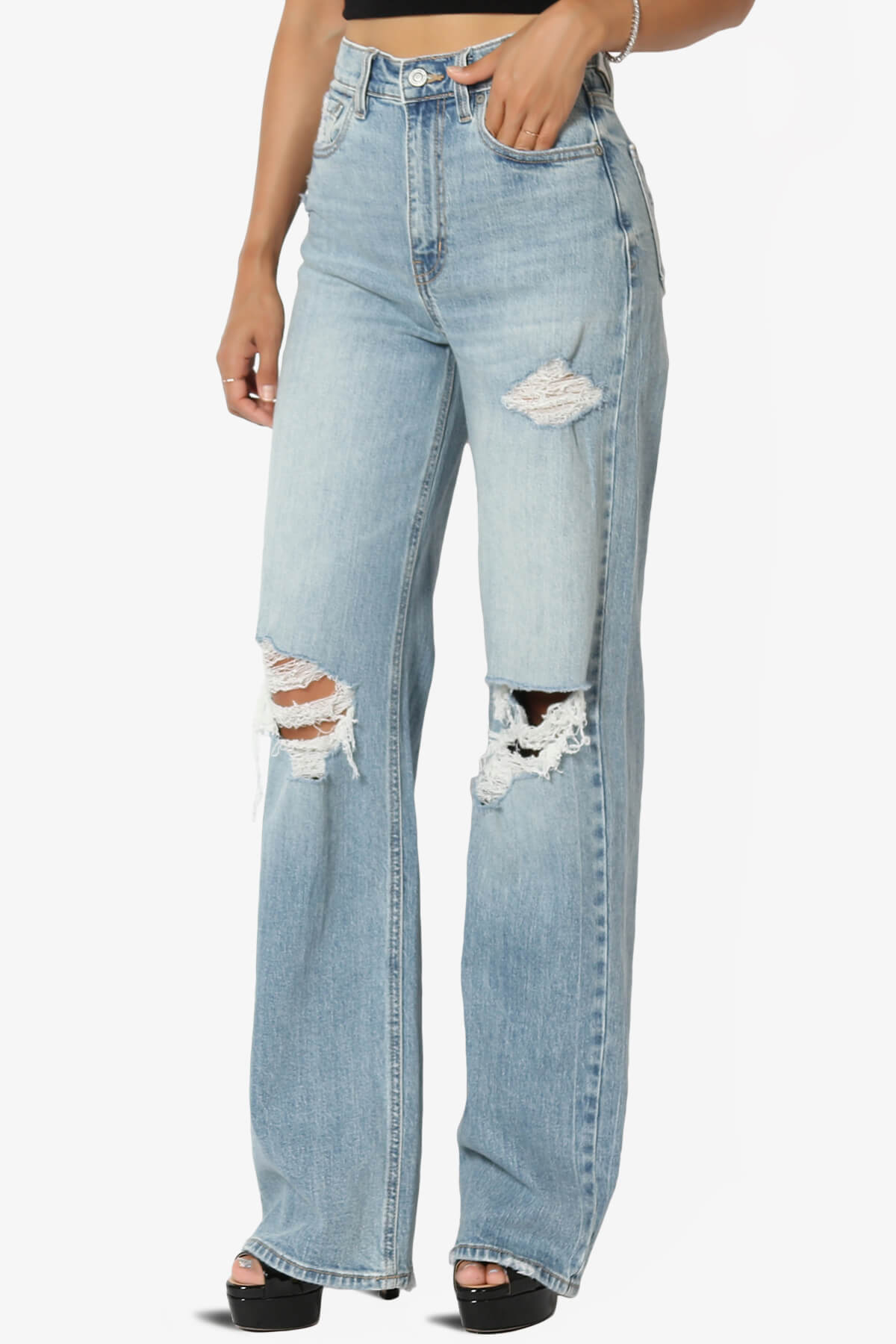 Load image into Gallery viewer, Ryder High Rise Distressed Baggy Jeans LIGHT_3
