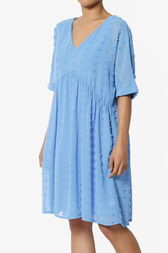 Sandra Swiss Dot Short Sleeve Babydoll Dress LIGHT BLUE_3