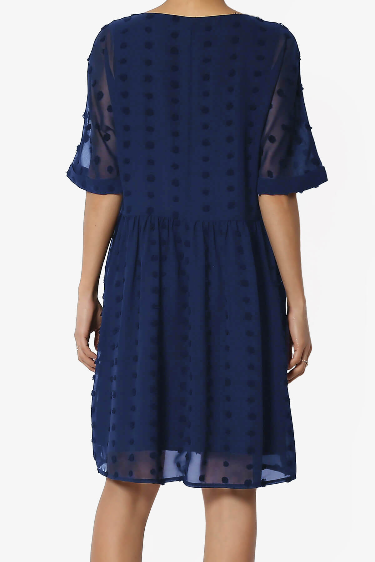 A TheMogan Dress Line V Neck Short Babydoll – Sleeve Casual Shift Mini Dot Summer