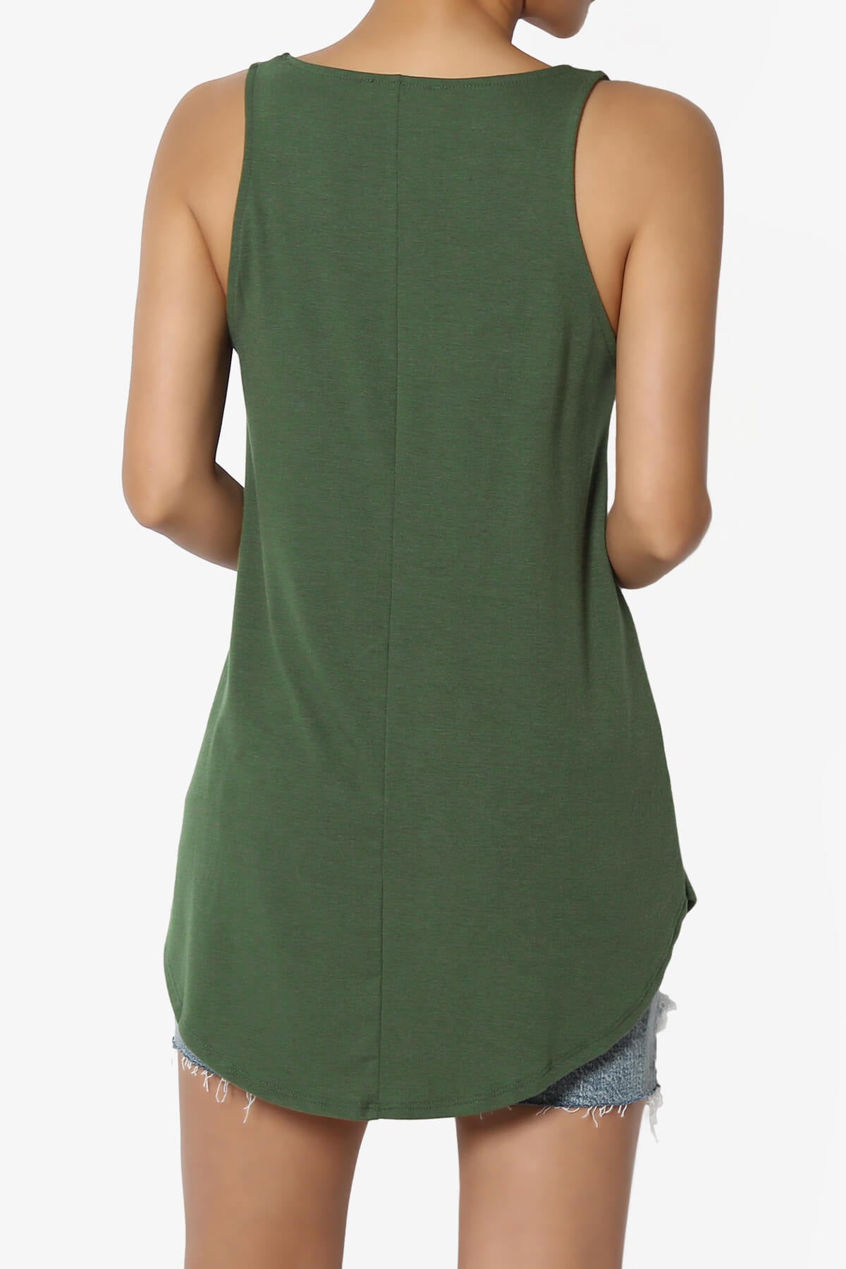 Santo Scoop Neck Loose Fit Tank Top ARMY GREEN_2