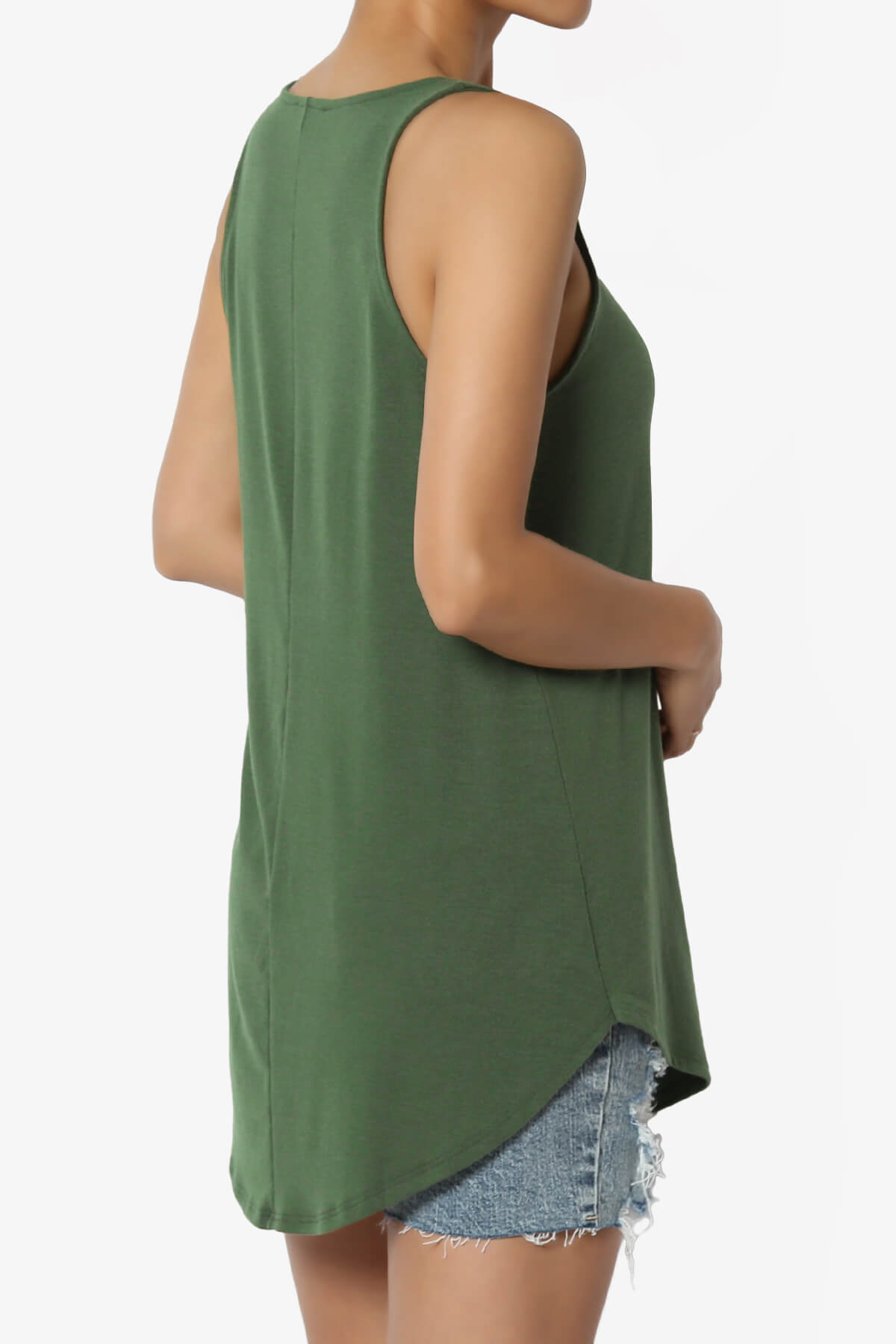 Santo Scoop Neck Loose Fit Tank Top ARMY GREEN_4