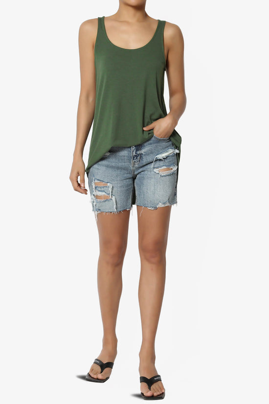 Santo Scoop Neck Loose Fit Tank Top ARMY GREEN_6