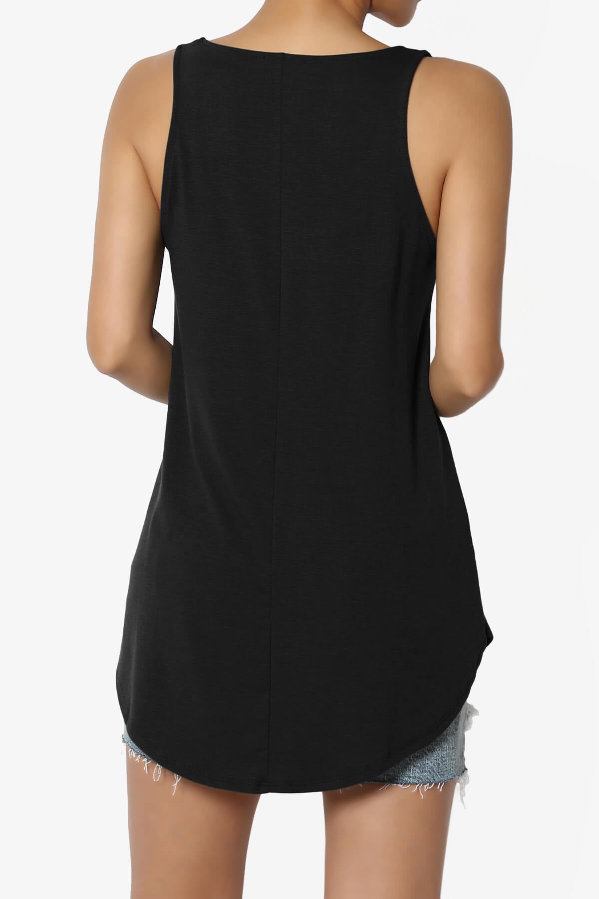 Load image into Gallery viewer, Santo Scoop Neck Loose Fit Tank Top BLACK_2
