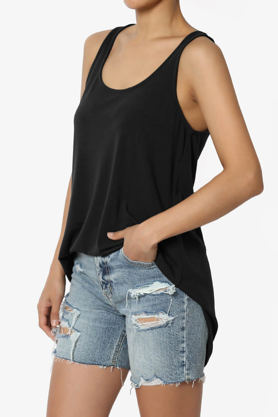 Load image into Gallery viewer, Santo Scoop Neck Loose Fit Tank Top BLACK_3

