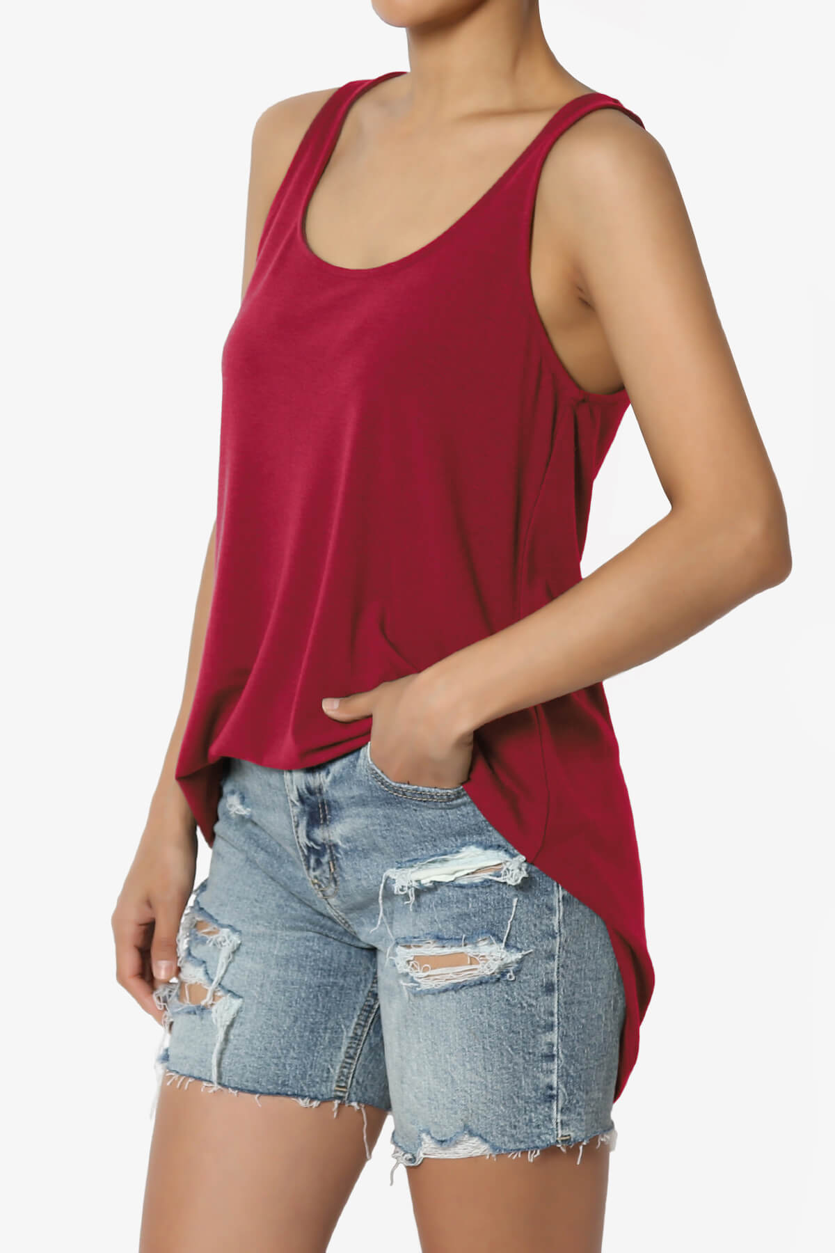 Load image into Gallery viewer, Santo Scoop Neck Loose Fit Tank Top BURGUNDY_3
