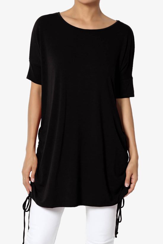 Load image into Gallery viewer, Selenna Jersey Ruched Top BLACK_1
