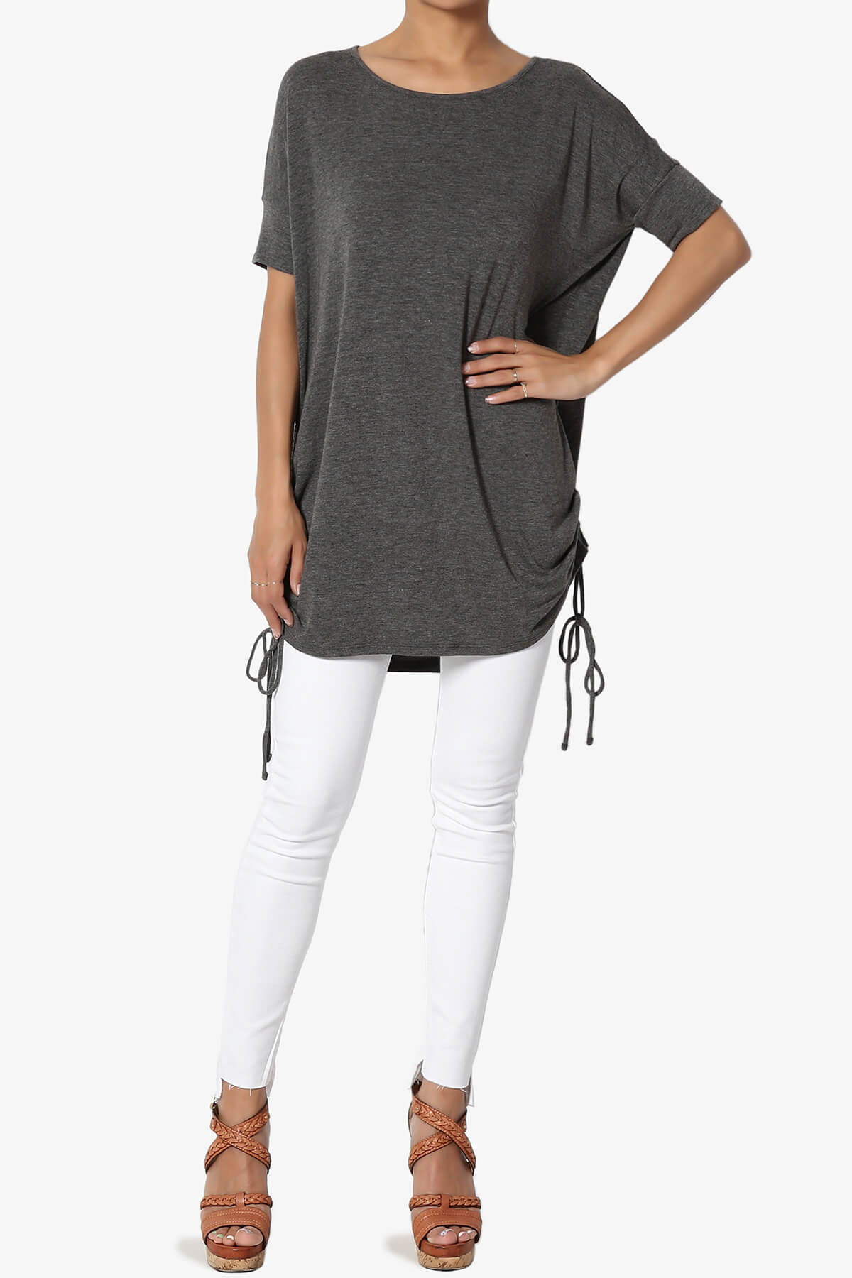 Selenna Jersey Ruched Top CHARCOAL_6