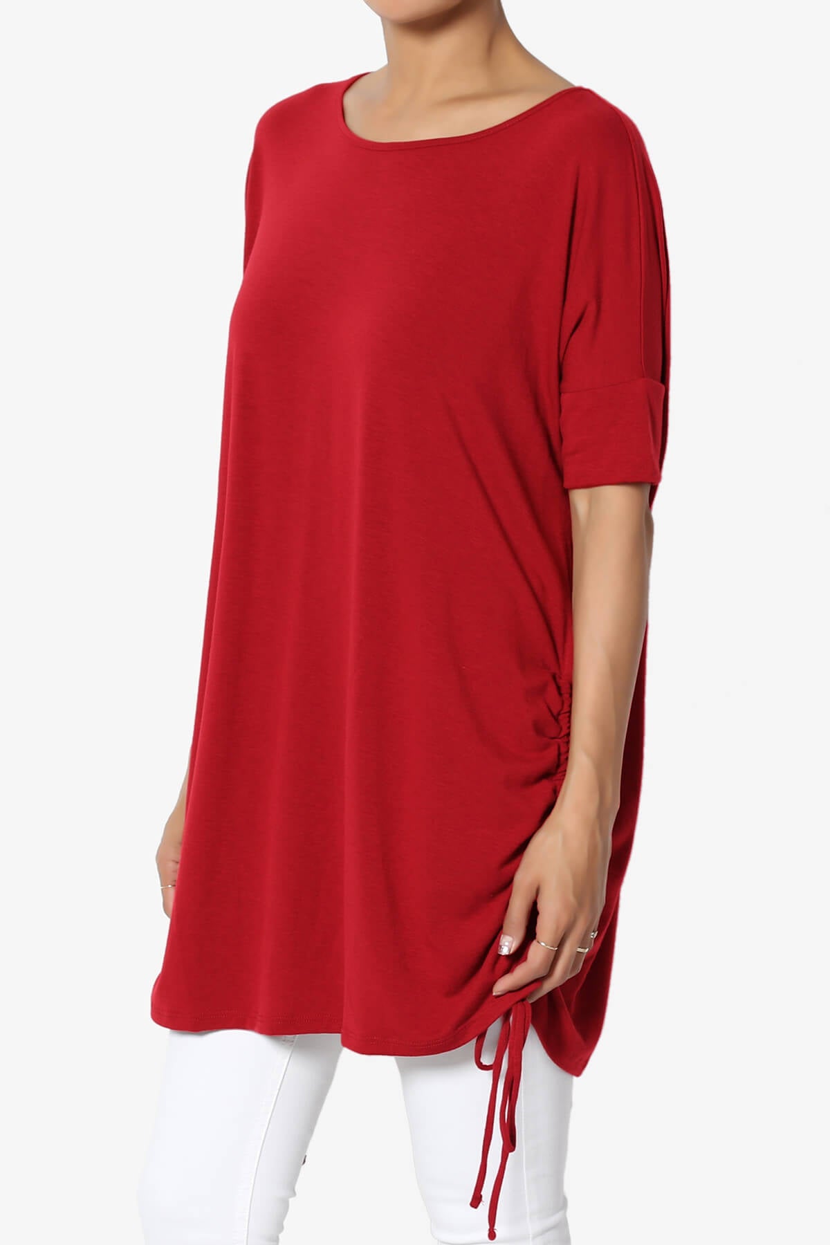 Load image into Gallery viewer, Selenna Jersey Ruched Top DARK RED_3
