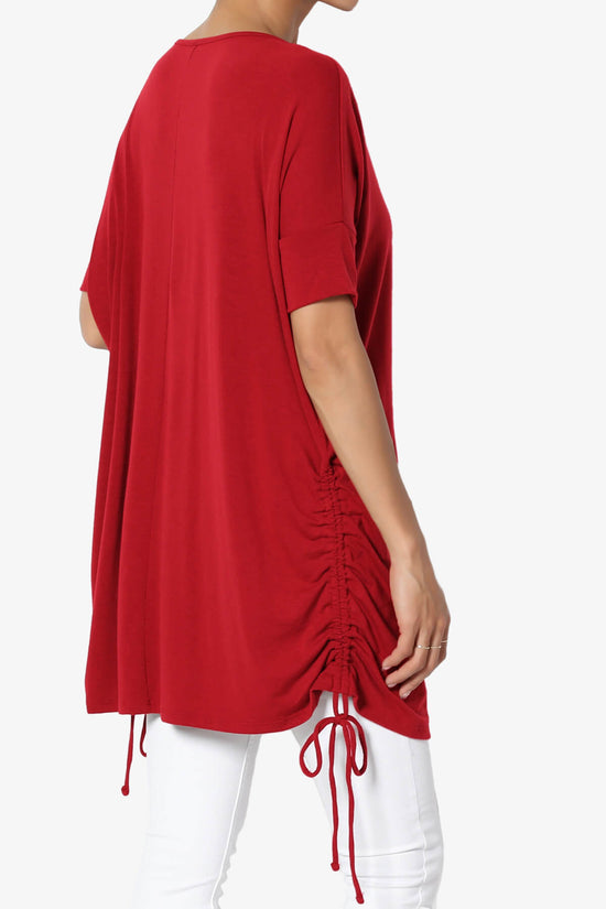 Load image into Gallery viewer, Selenna Jersey Ruched Top DARK RED_4
