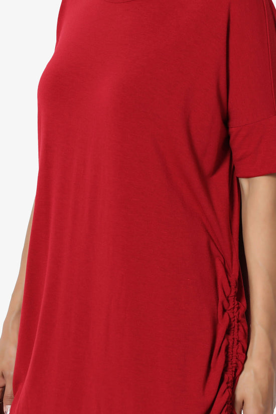 Selenna Jersey Ruched Top DARK RED_5
