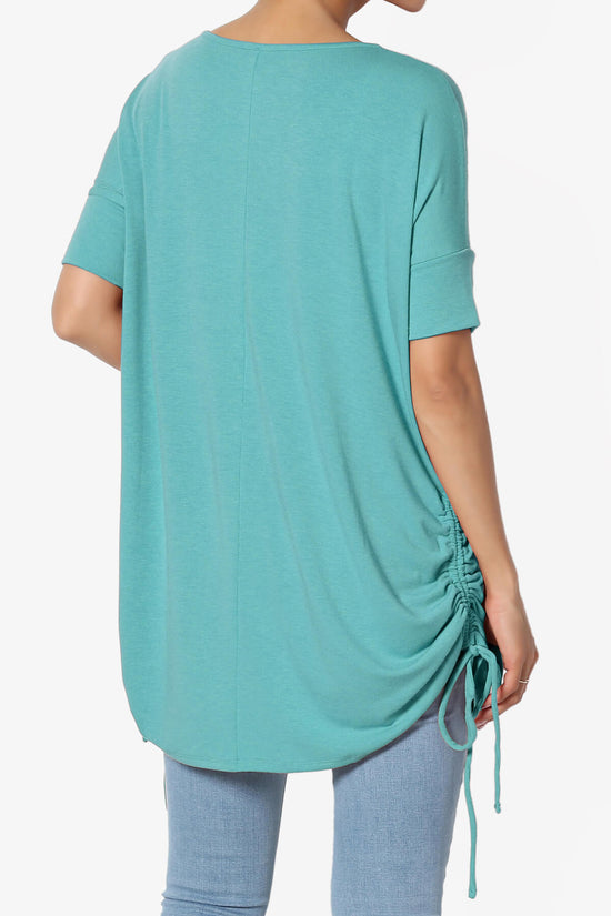 Load image into Gallery viewer, Selenna Jersey Ruched Top DUSTY TEAL_2
