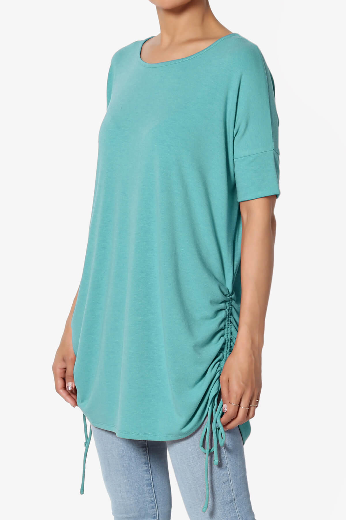 Load image into Gallery viewer, Selenna Jersey Ruched Top DUSTY TEAL_3
