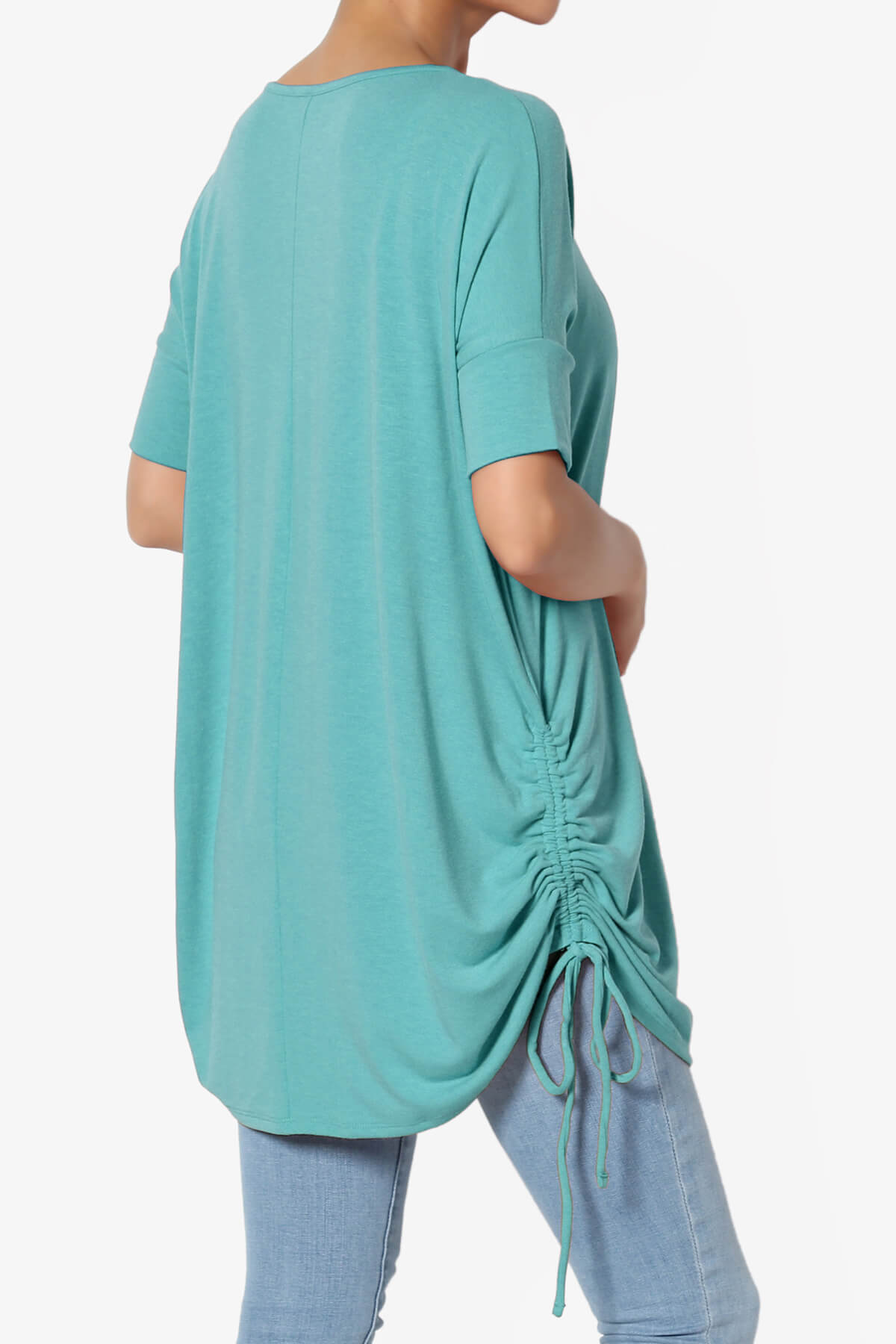 Selenna Jersey Ruched Top DUSTY TEAL_4