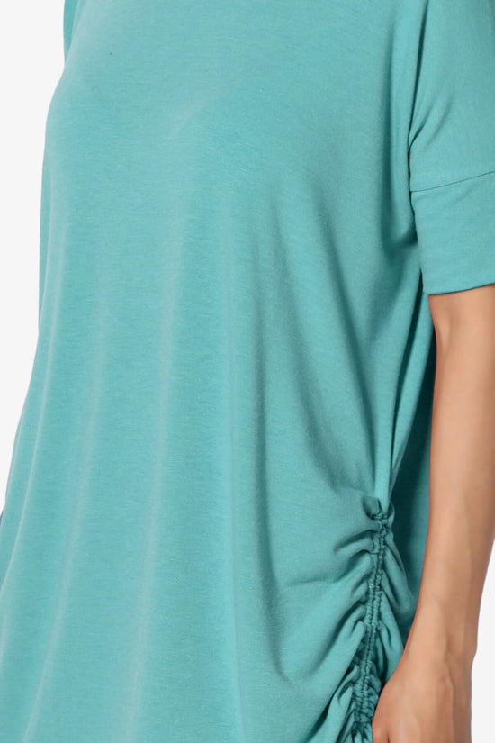 Load image into Gallery viewer, Selenna Jersey Ruched Top DUSTY TEAL_5
