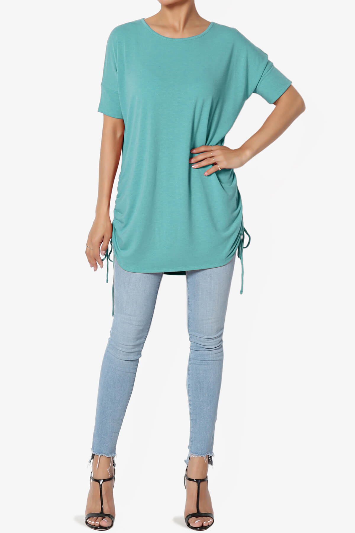 Selenna Jersey Ruched Top DUSTY TEAL_6