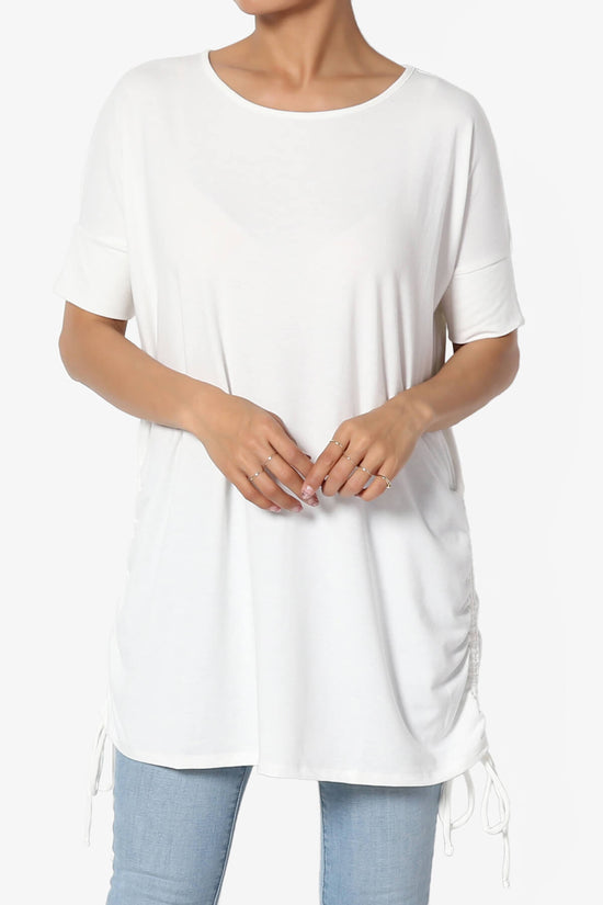 Selenna Jersey Ruched Top IVORY_1