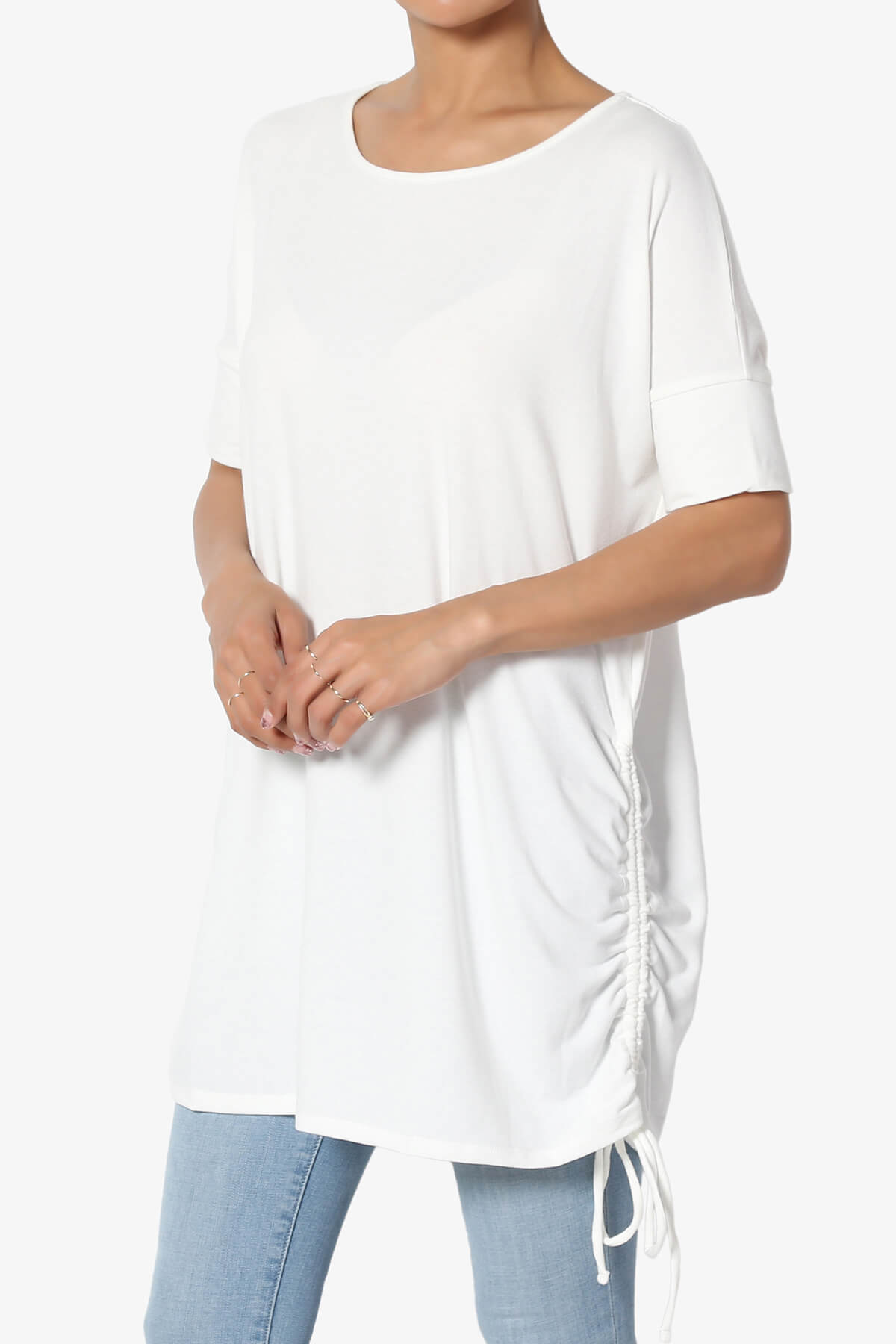 Load image into Gallery viewer, Selenna Jersey Ruched Top IVORY_3
