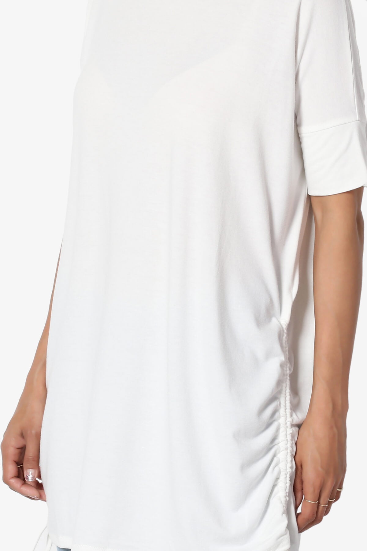 Load image into Gallery viewer, Selenna Jersey Ruched Top IVORY_5

