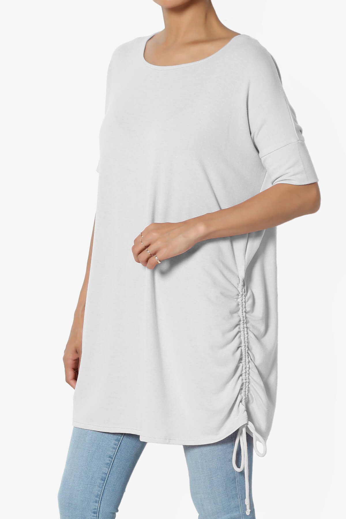 Load image into Gallery viewer, Selenna Jersey Ruched Top LIGHT GREY_3
