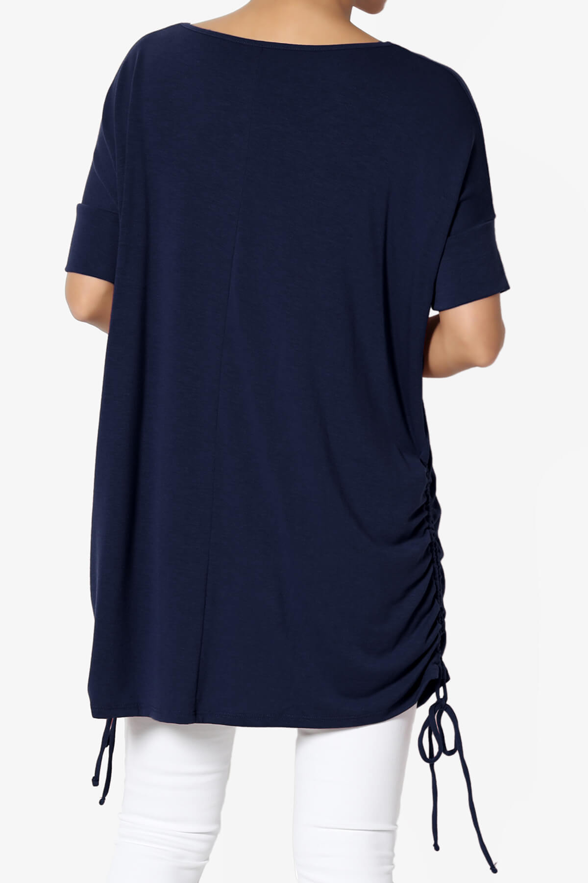 Load image into Gallery viewer, Selenna Jersey Ruched Top NAVY_2
