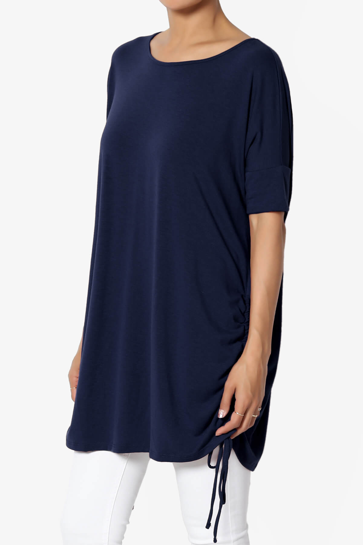 Load image into Gallery viewer, Selenna Jersey Ruched Top NAVY_3
