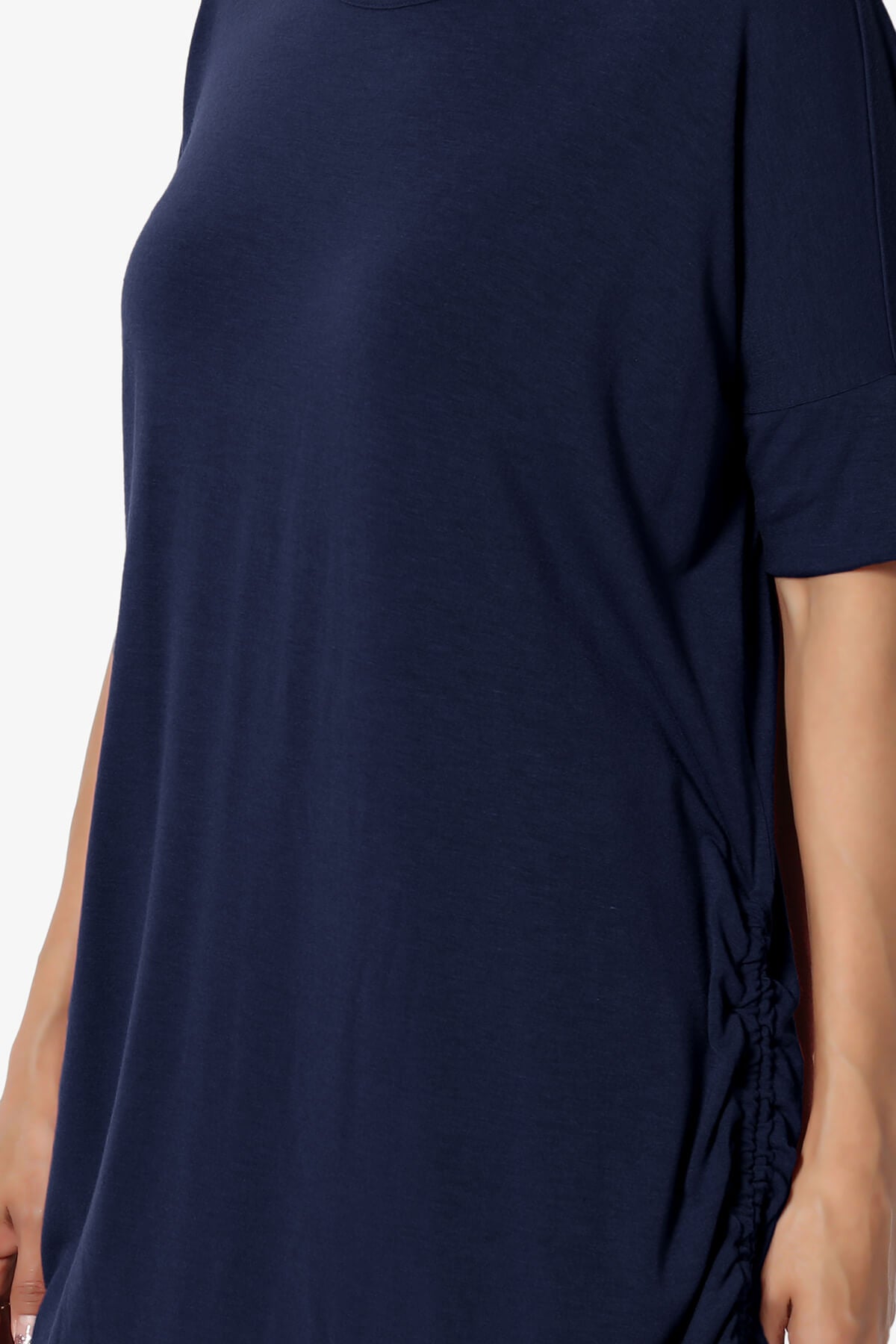 Load image into Gallery viewer, Selenna Jersey Ruched Top NAVY_5
