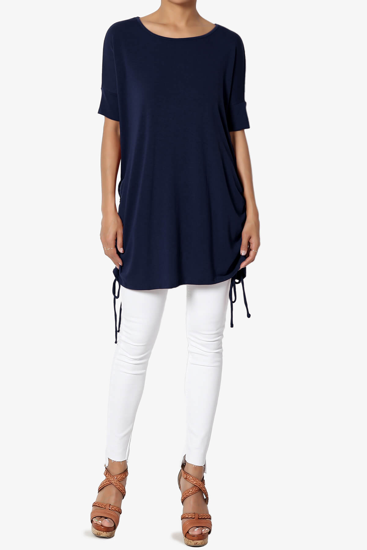 Load image into Gallery viewer, Selenna Jersey Ruched Top NAVY_6

