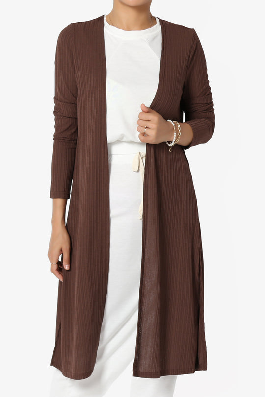 Lotto Rib Slit Longline Open Front Duster Cardigan