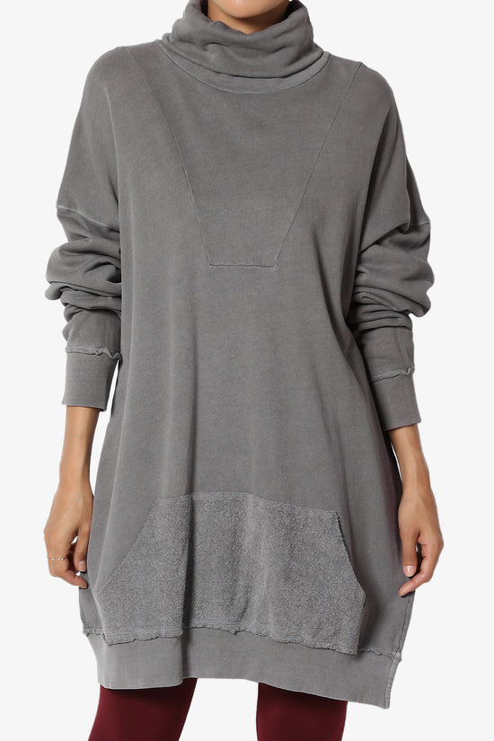 Load image into Gallery viewer, Cassidee French Terry Turtle Neck Tunic CHARCOAL_1
