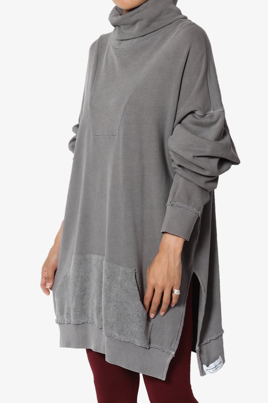 Cassidee French Terry Turtle Neck Tunic CHARCOAL_3