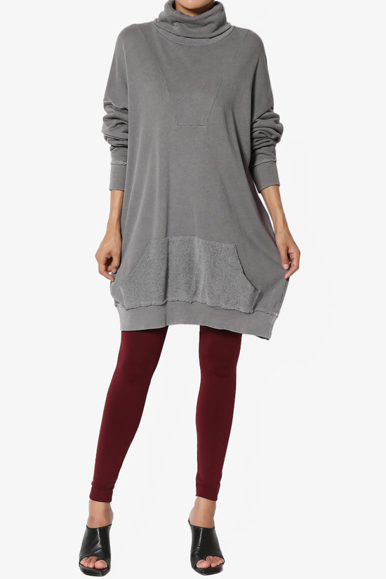 Load image into Gallery viewer, Cassidee French Terry Turtle Neck Tunic CHARCOAL_6
