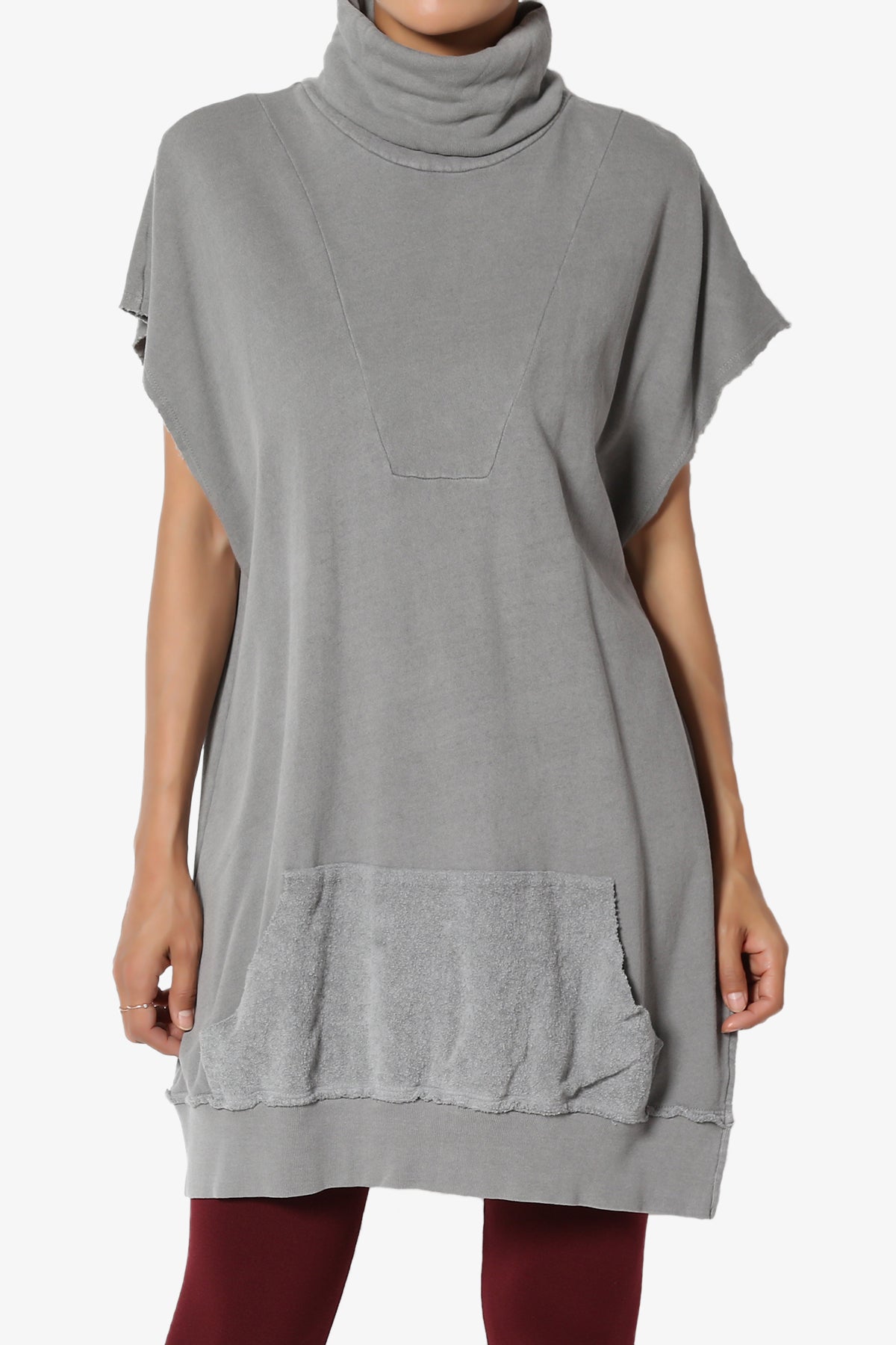 Load image into Gallery viewer, Cassidee French Terry Turtle Neck Tunic Vest GREY_1
