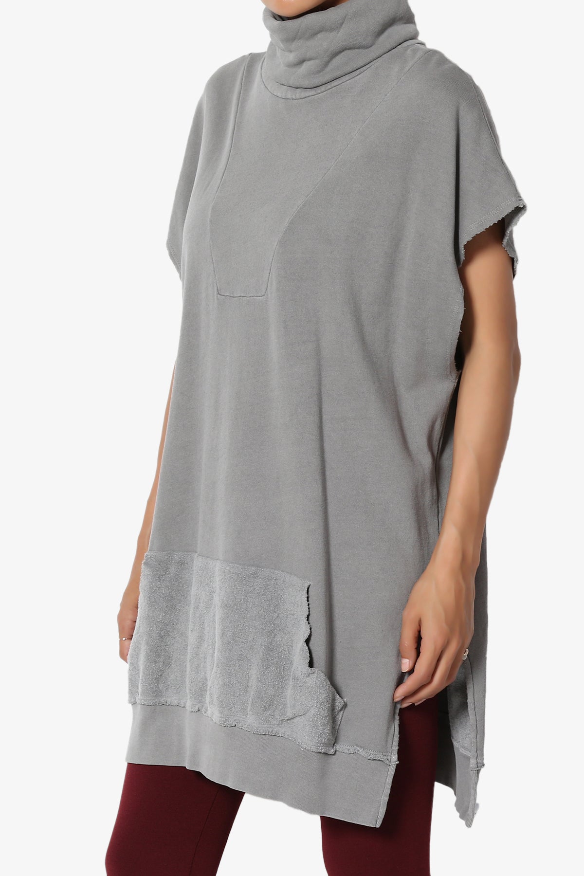 Cassidee French Terry Turtle Neck Tunic Vest GREY_3