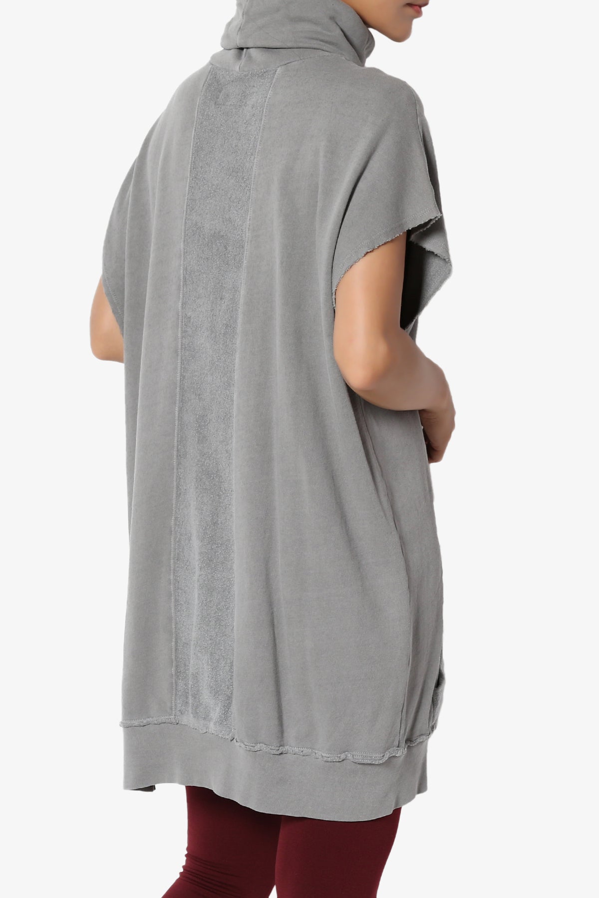 Cassidee French Terry Turtle Neck Tunic Vest GREY_4