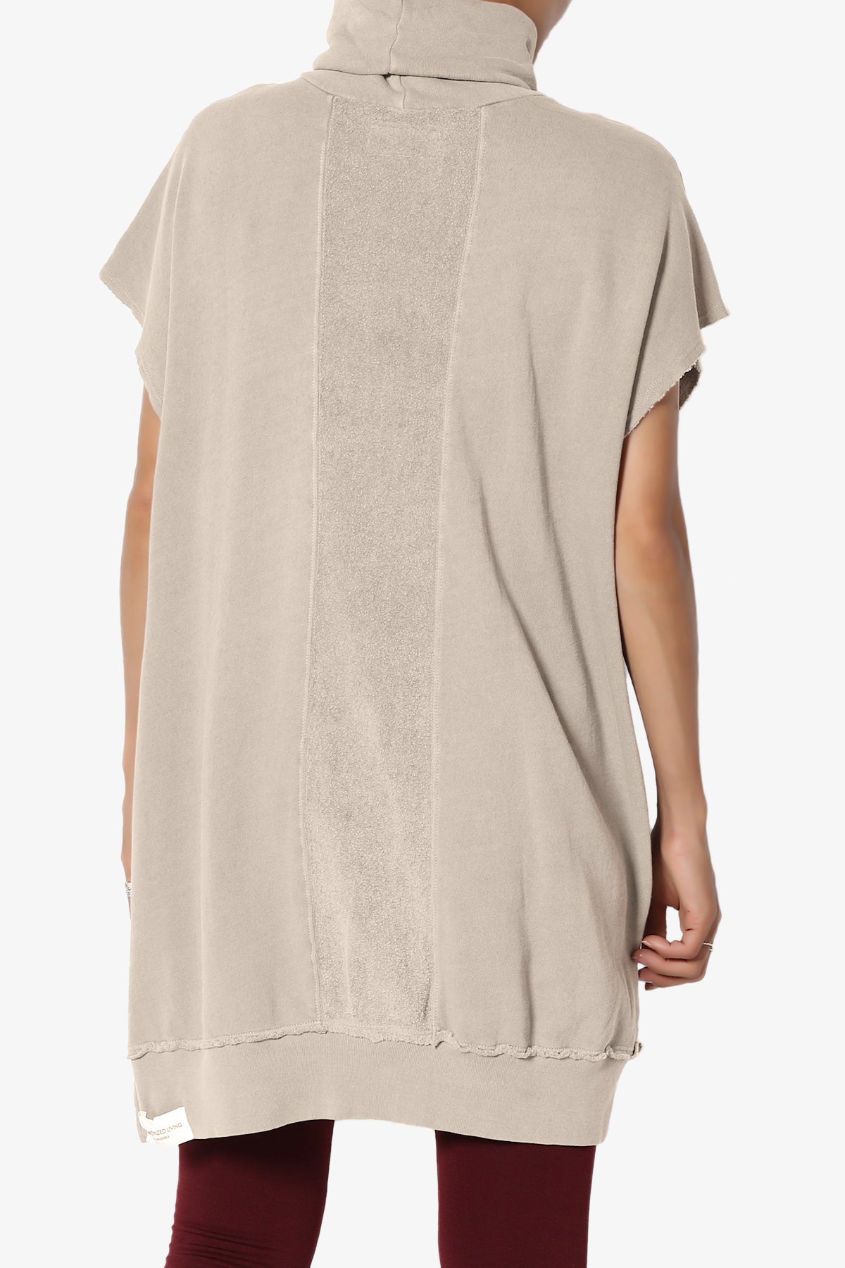 Load image into Gallery viewer, Cassidee French Terry Turtle Neck Tunic Vest SAND_2
