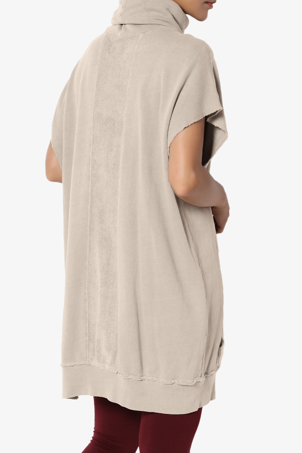 Cassidee French Terry Turtle Neck Tunic Vest SAND_4